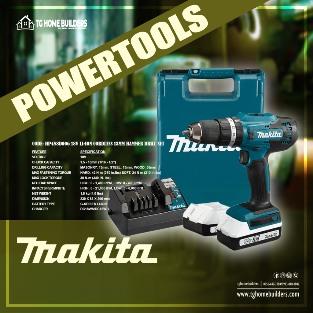 Makita HP488D006 18V Cordless Hammer Drill 13mm
