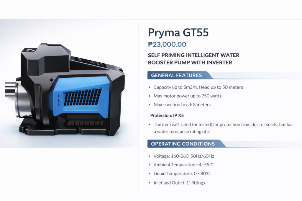 Pryma GT55 Water Pump With Inverter