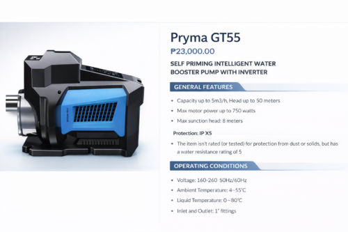 Pryma GT55 Water Pump With Inverter