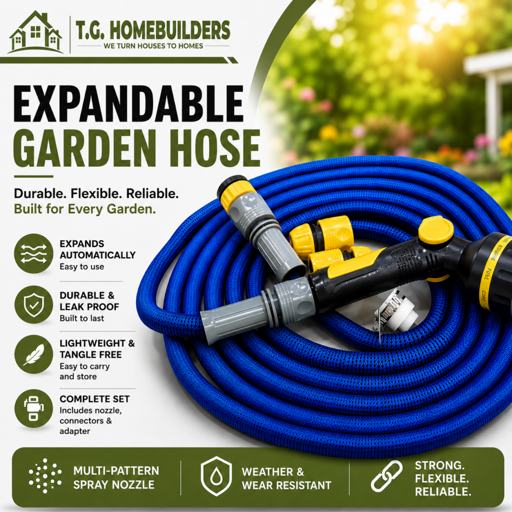 Expandable Garden Hose with Nozzle Head & Connector Set