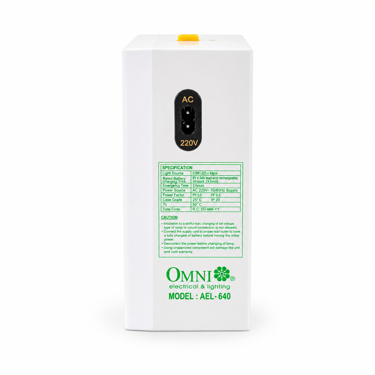 OMNI LED Rechargeable Square Emergency Light AEL-640 with USB Charging Port - Image 3