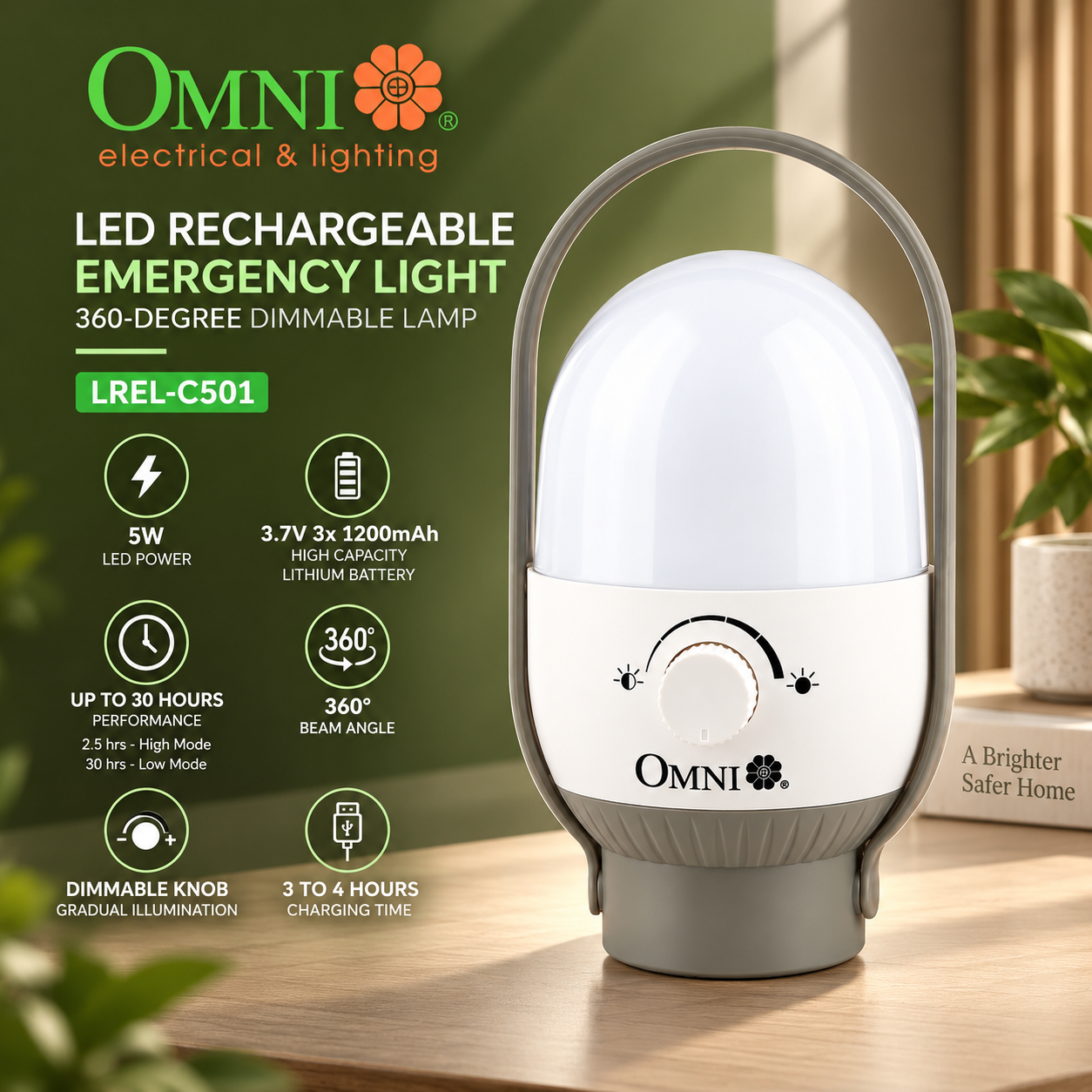 OMNI LREL-C501 Rechargeable Emergency Lantern - Image 1